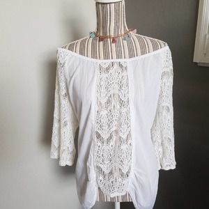 White crochet lace blouse tunic